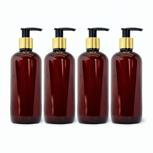 Amber Plastic Pump Bottles – 300 ml