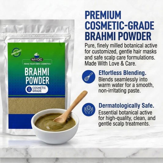 Brahmi powder pouch with a bowl of green paste