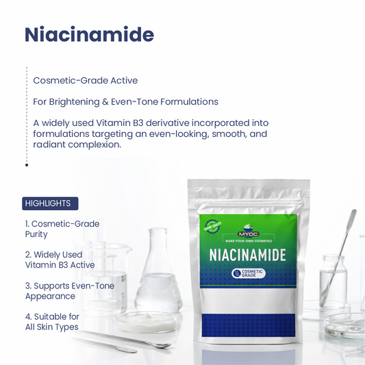 Niacinamide active ingredient for skincare formulations
