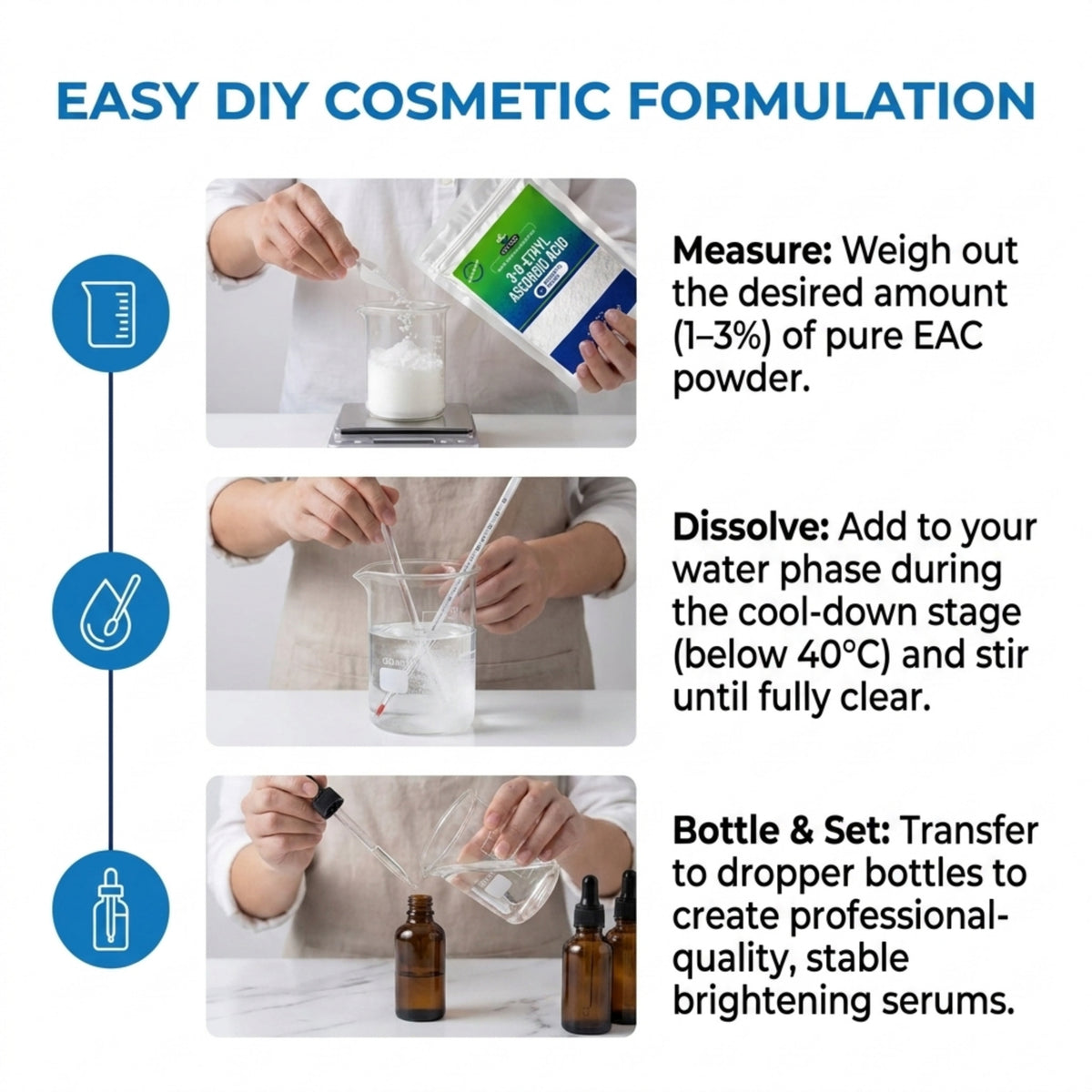Cosmetic Grade 3-O-Ethyl Ascorbic Acid Vitamin C Derivative