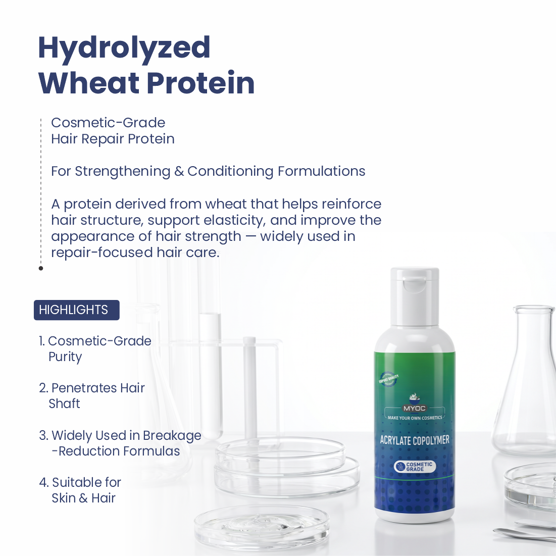 Hydrolyzed Wheat Protein Cosmetic Grade Hair Repair Ingredient