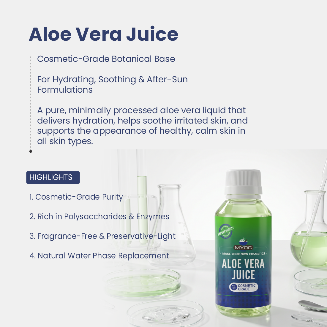Aloe Vera Juice Cosmetic Grade Botanical Base for Skincare formulations