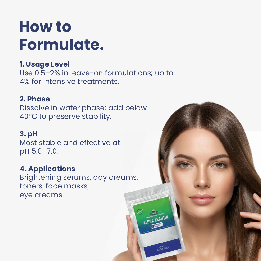 Alpha Arbutin formulation Guide with Usage Level, pH and Applications