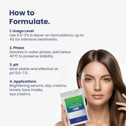 Alpha Arbutin formulation Guide with Usage Level, pH and Applications