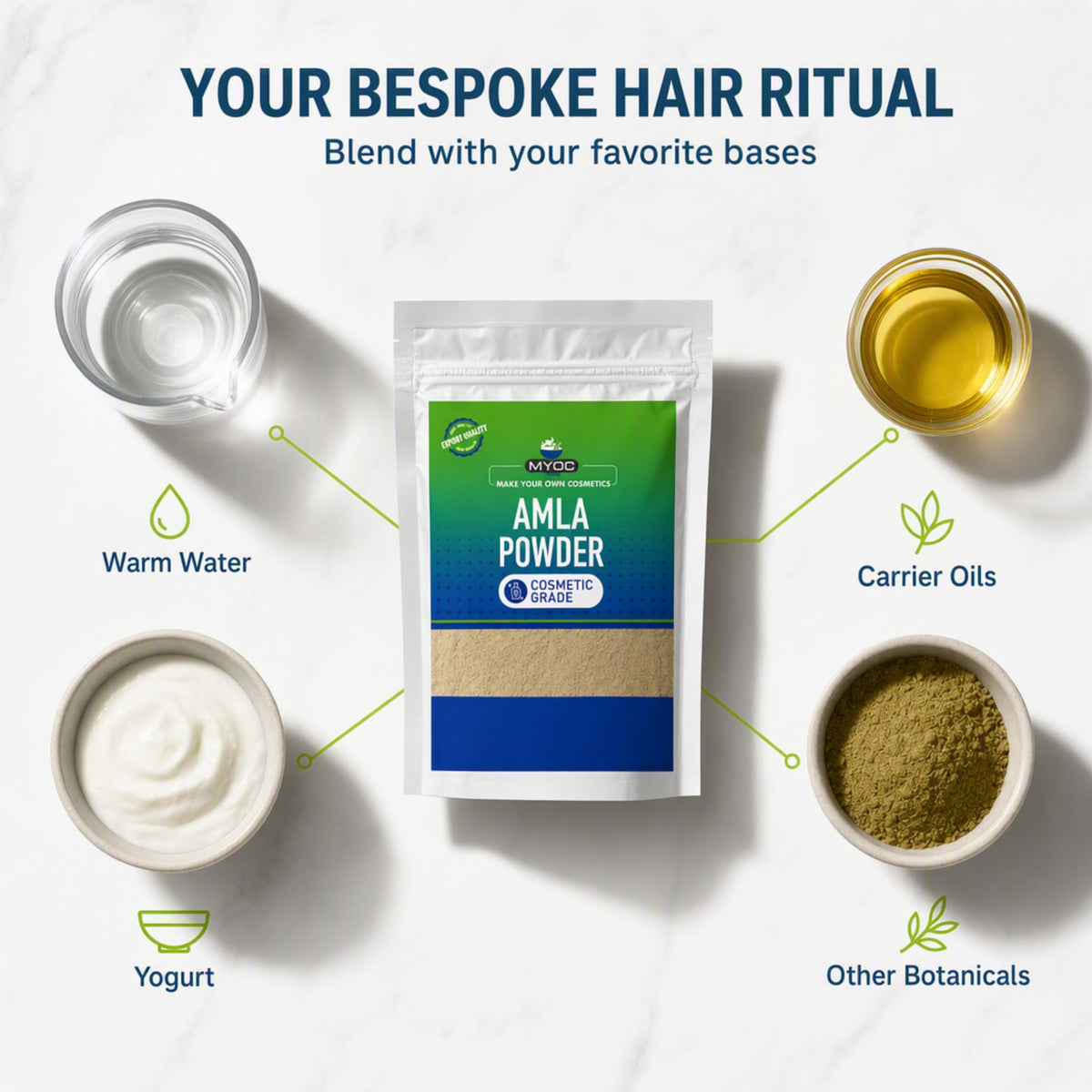 Amla Powder Hair Care Blend with Warm Water, Yogurt, Carrier Oils and Botanicals
