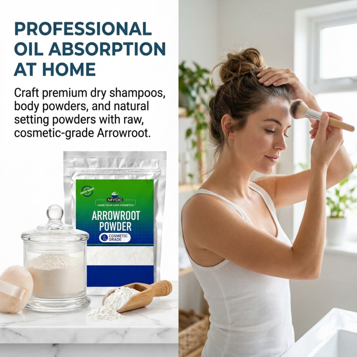 Arrowroot Powder applications in skincare haircare masks and personal care products