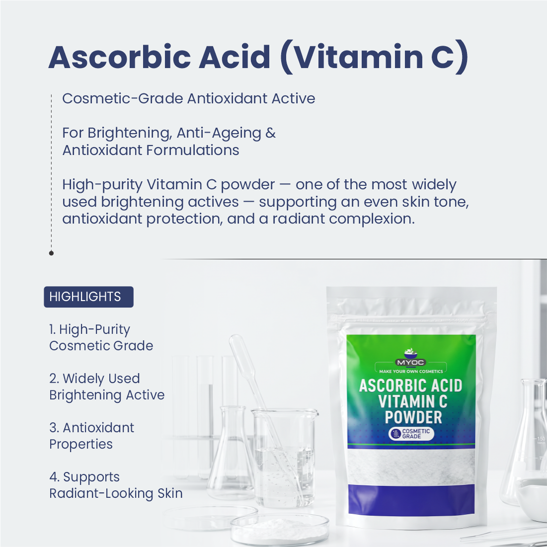 Ascorbic Acid active ingredient for skincare formulations