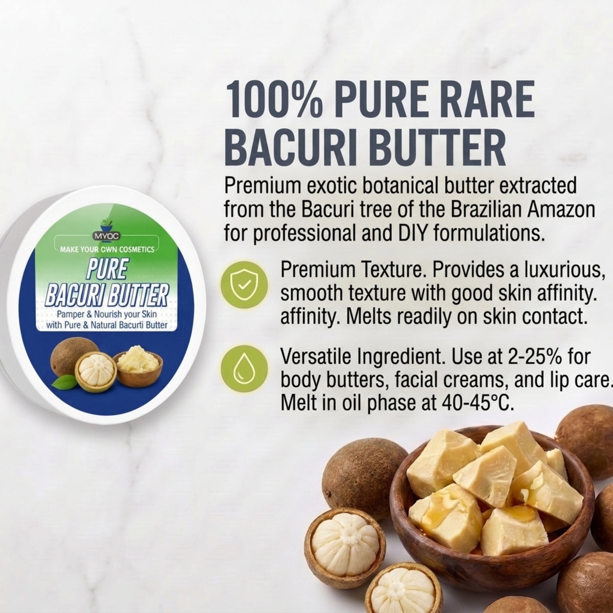 Bacuri Butter for creams balms and body care formulations