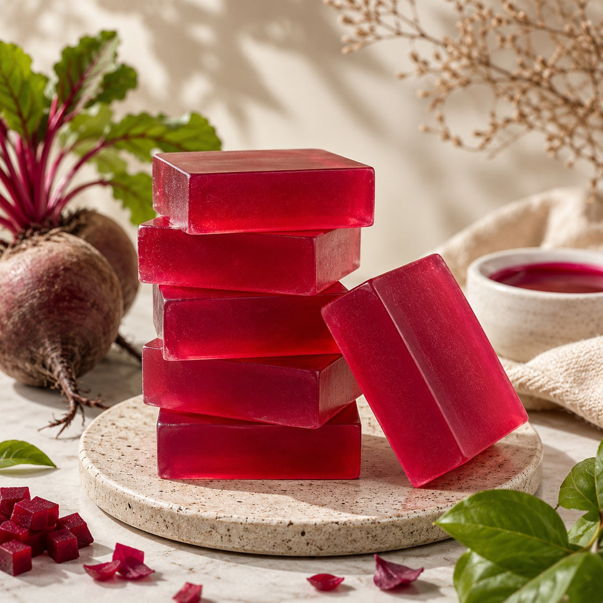 Beetroot soap base for handmade soap formulations