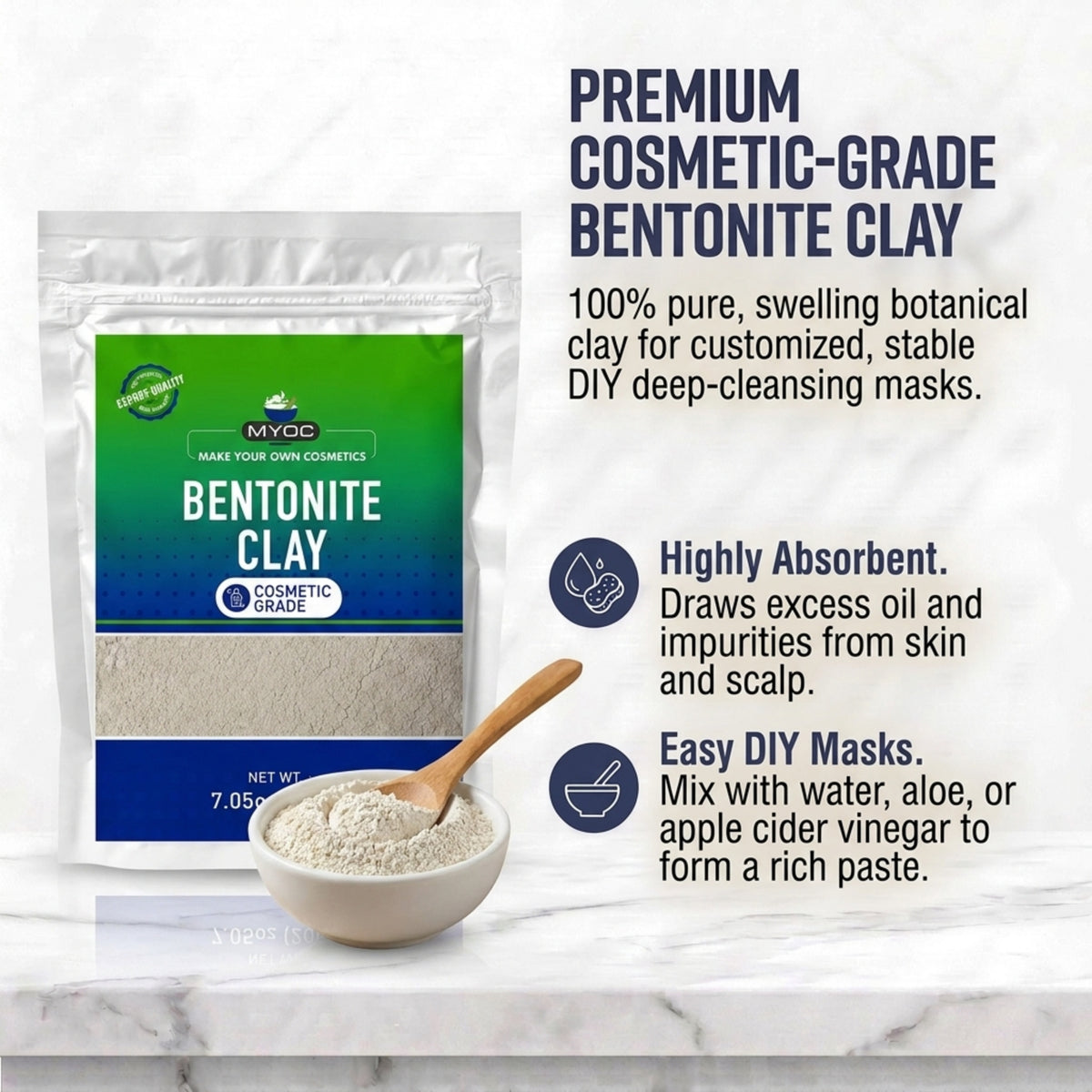 Bentonite Clay powder for cosmetic and personal care formulations