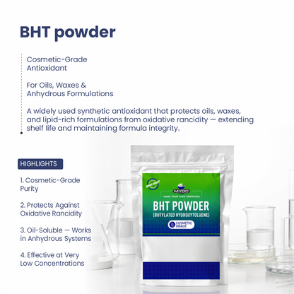 BHT powder powder for cosmetic and personal care formulations
