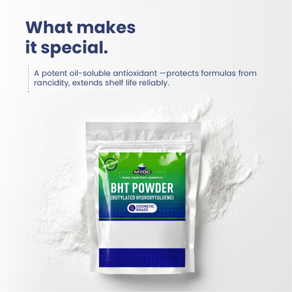 BHT powder formulation properties and ingredient profile