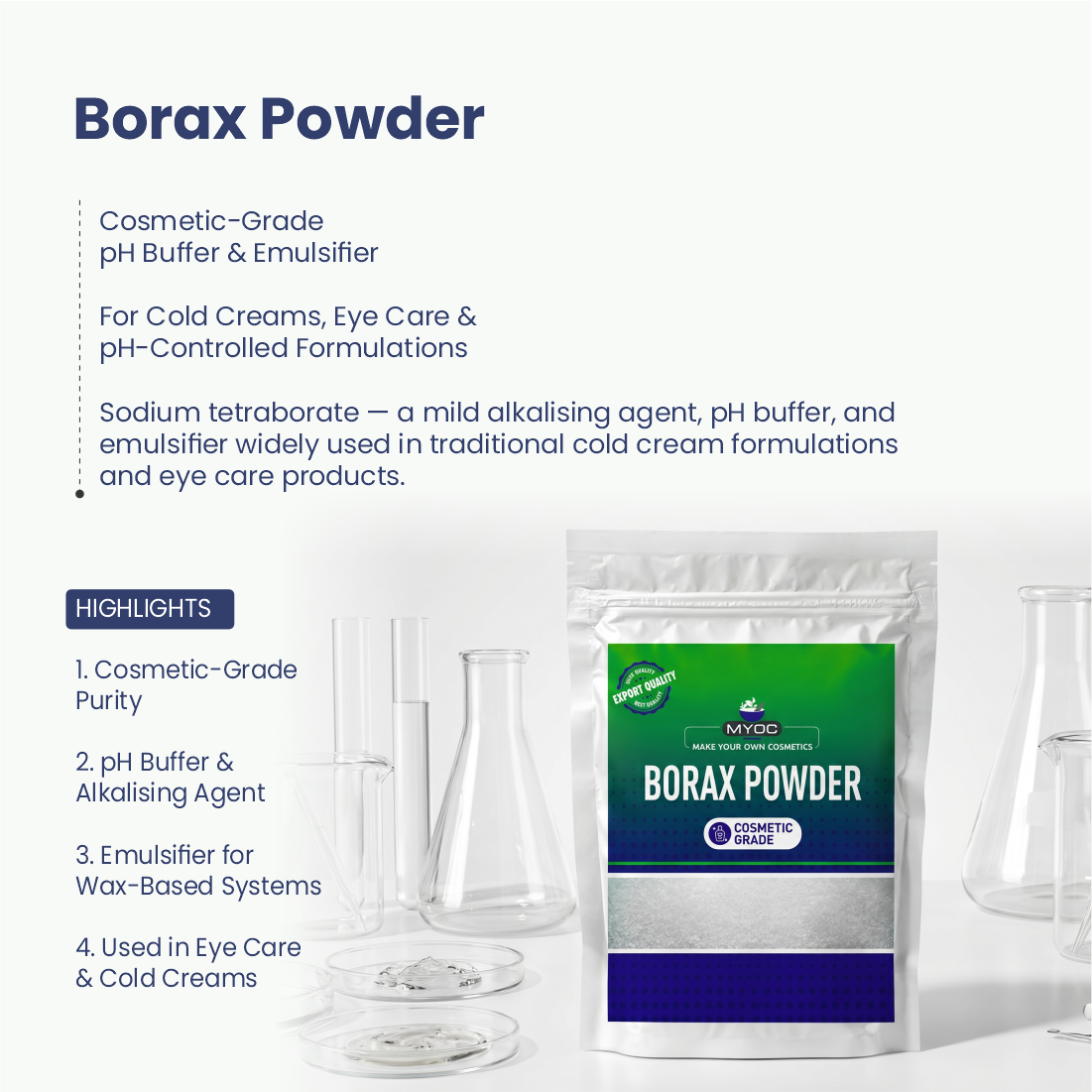 Borax Powder powder for cosmetic and personal care formulations