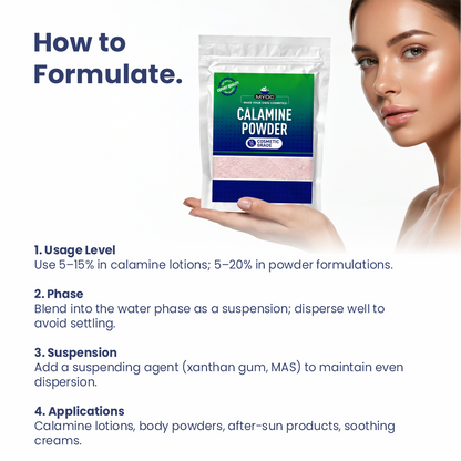 How to use Calamine powder in cosmetic formulations