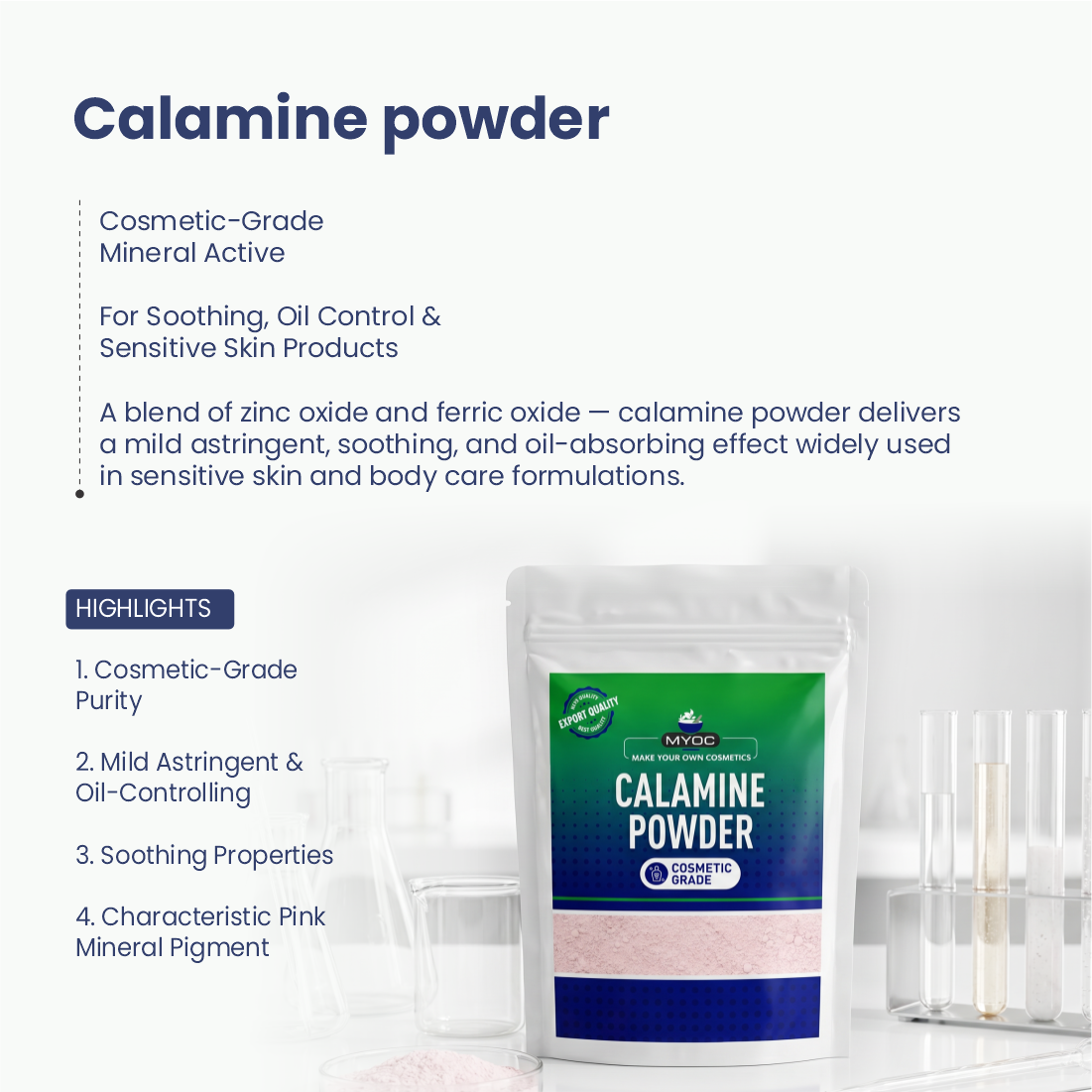 Calamine powder powder for cosmetic and personal care formulations