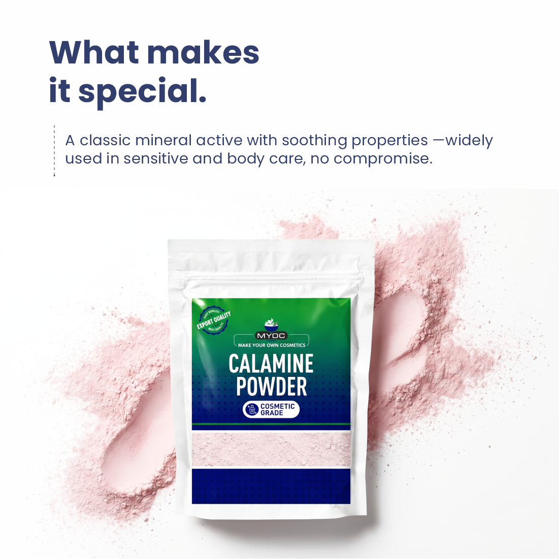 Calamine powder formulation properties and ingredient profile
