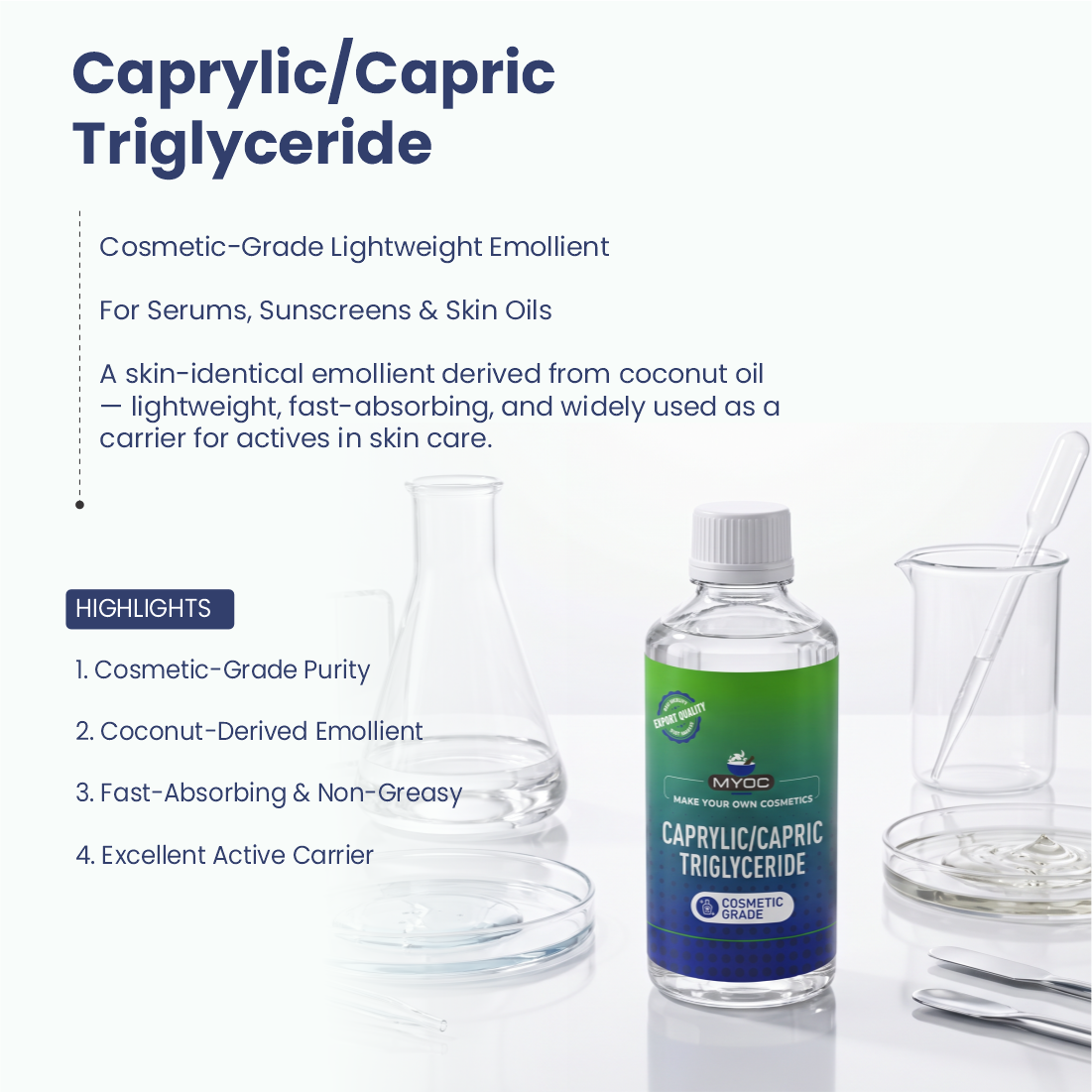 Caprylic/Capric Triglyceride ingredient for cosmetic and personal care formulations