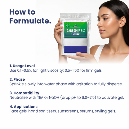 How to use Carbomer 940 in cosmetic formulations