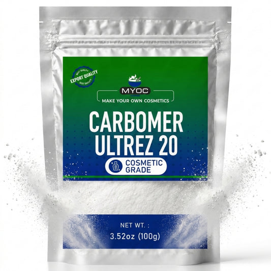 Carbomer Ultrez 20 cosmetic grade pouch with white powder