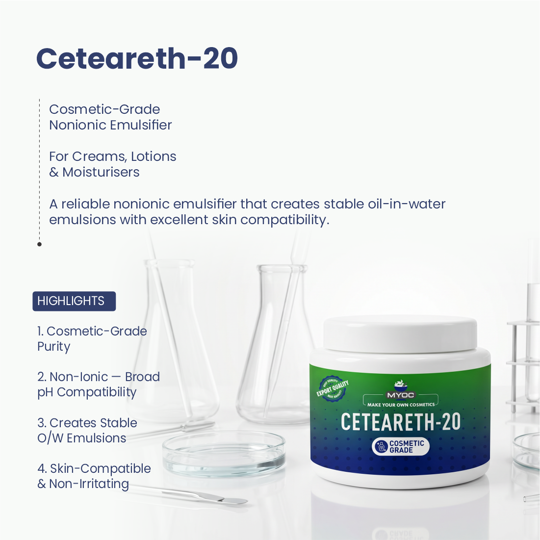 Ceteareth-20 ingredient for cosmetic and personal care formulations
