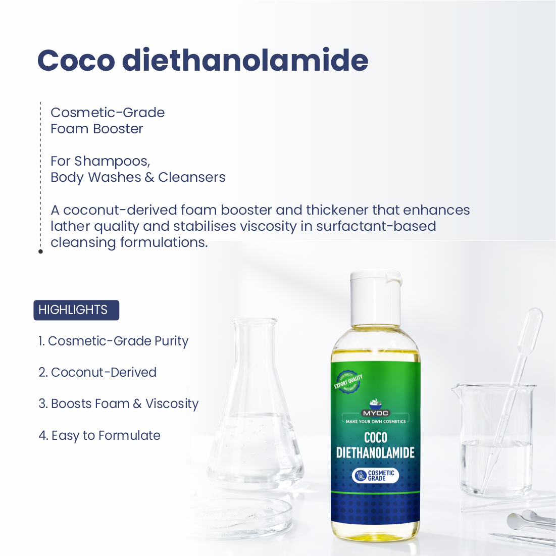 Coco di ethanol amide ingredient for cosmetic and personal care formulations