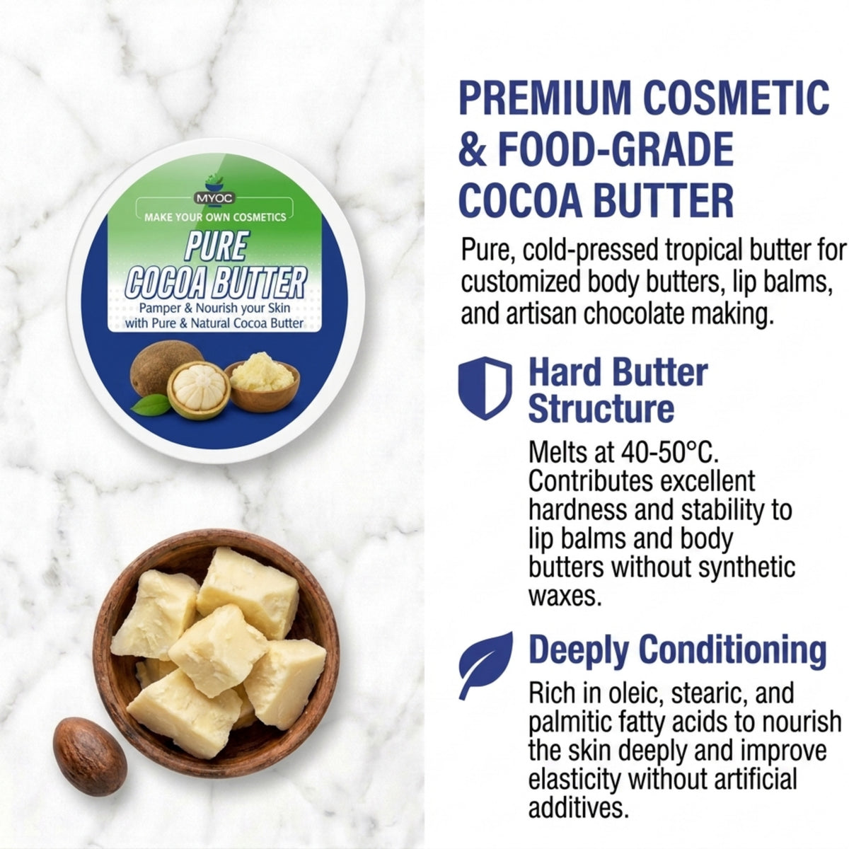 Cocoa Butter for creams balms and body care formulations