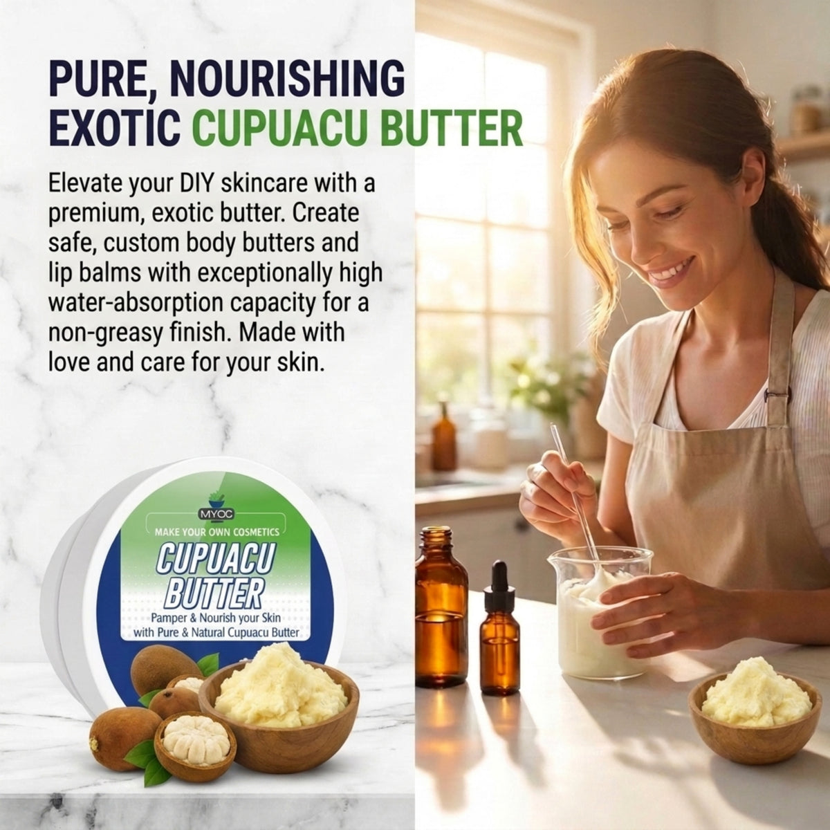 Cupuacu Butter applications in skincare haircare and body butter products