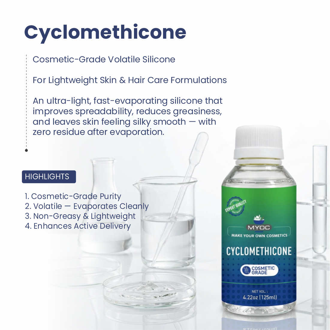 Cyclomethicone Cosmetic Grade Volatile Silicone for Lightweight Skin and Hair Care Formulations