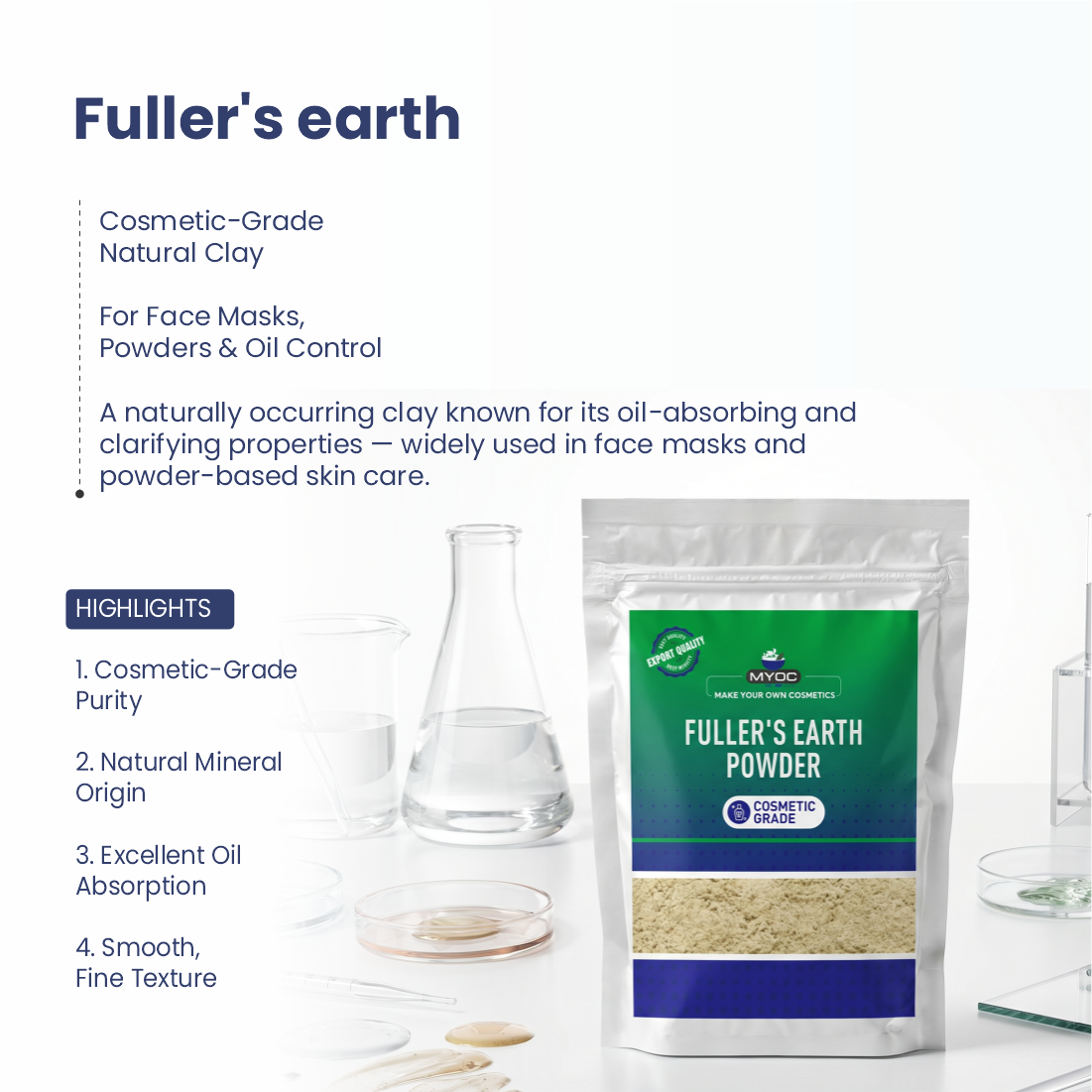 Fuller's earth ingredient for cosmetic and personal care formulations