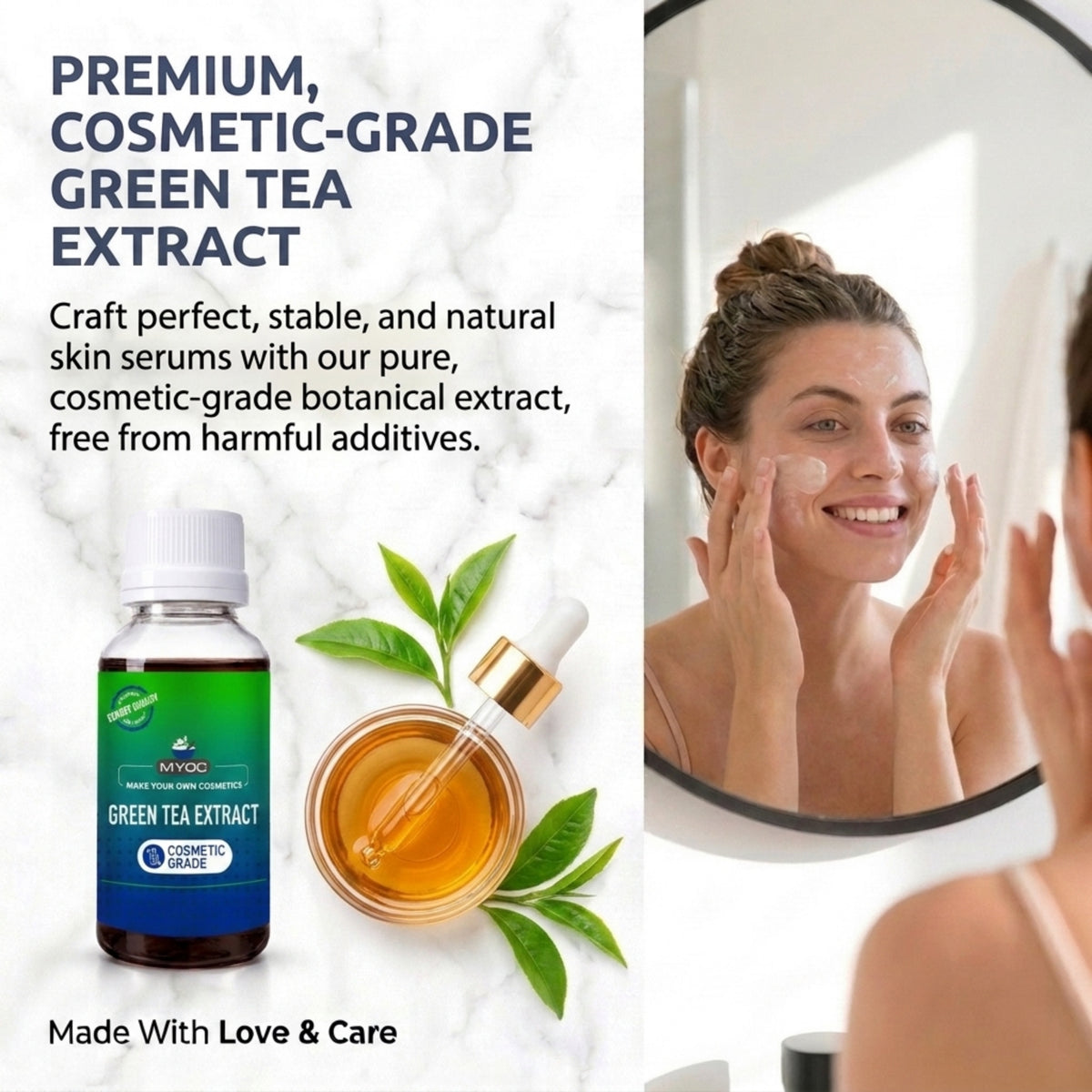 Green Tea Extract applications in serums creams masks and hair care products
