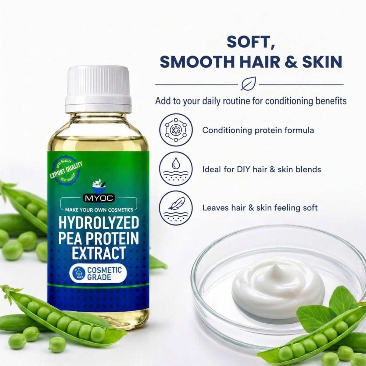 Hydrolyzed Pea Protein formulation properties for cosmetic products