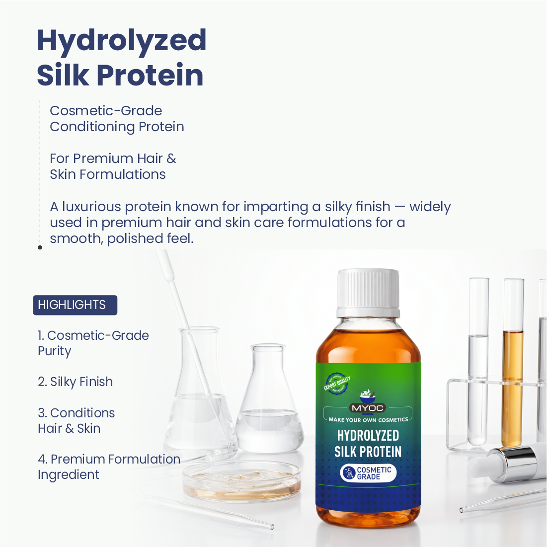 Hydrolyzed Silk Protein protein ingredient for hair and skin care formulations