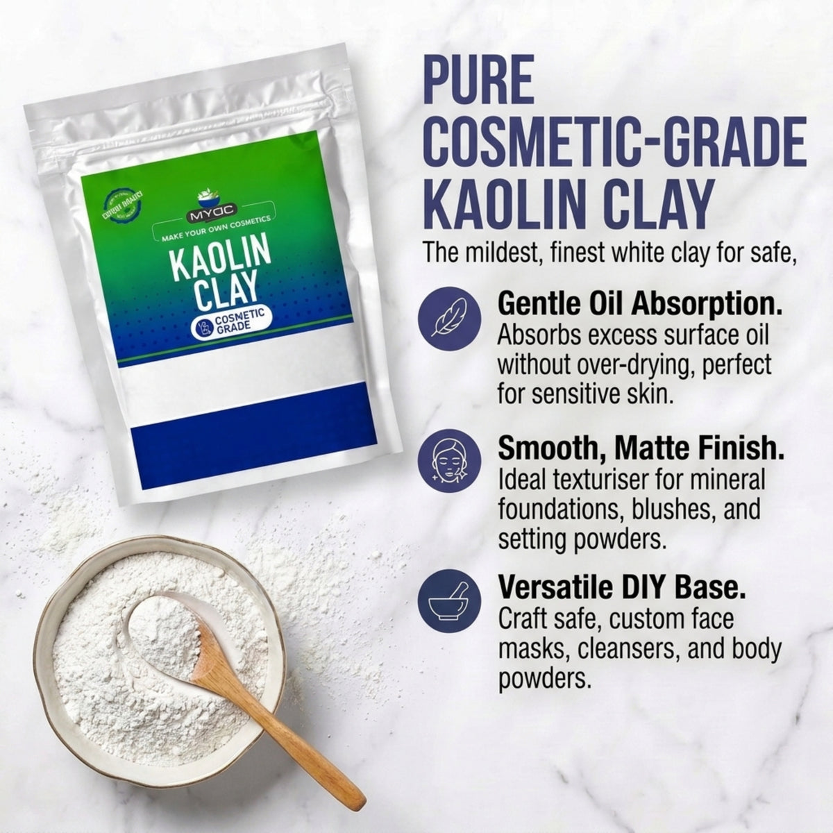 Kaolin Clay powder for cosmetic and personal care formulations
