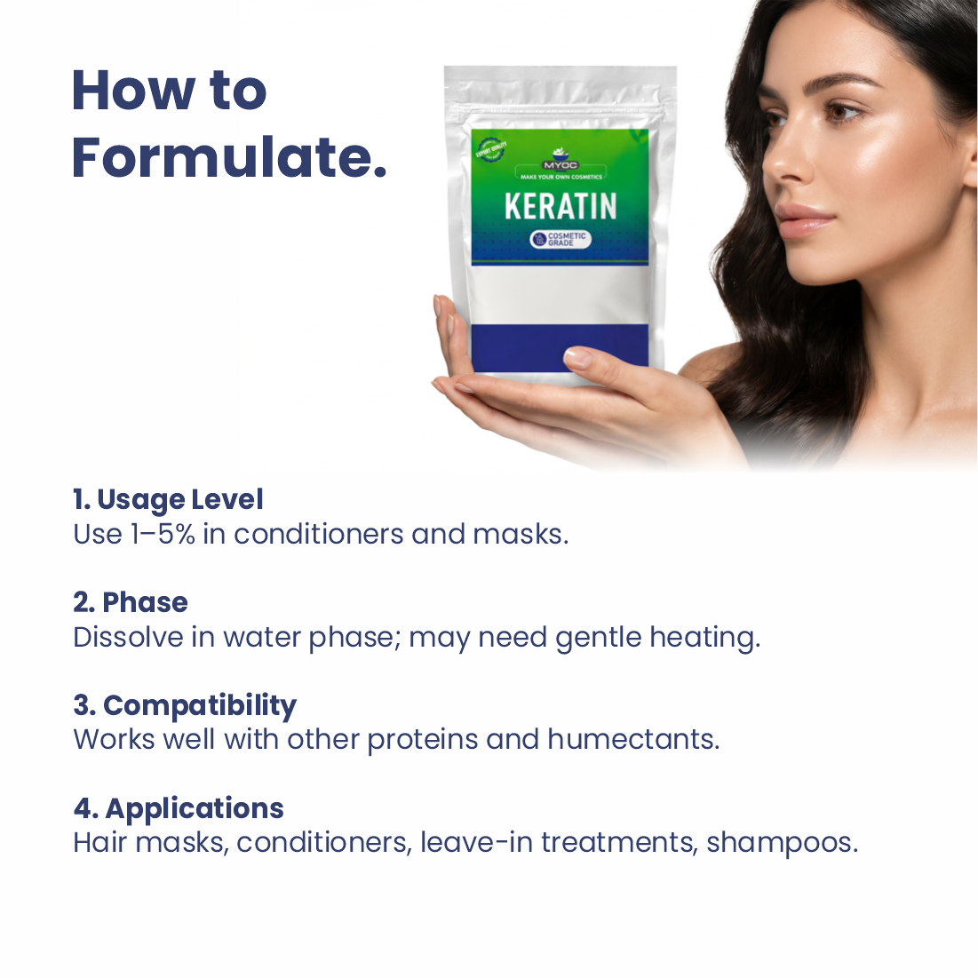 How to use Keratin powder in cosmetic formulations