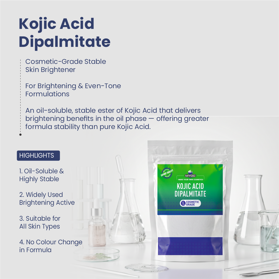 Kojic Acid Dipalmitate active ingredient for skincare formulations
