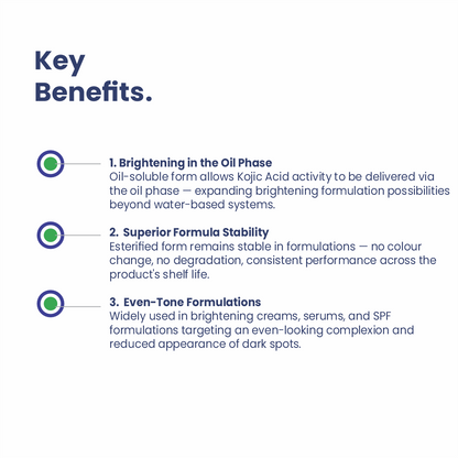 Kojic Acid Dipalmitate key benefits for skincare formulations