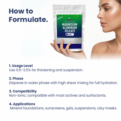 How to use Magnesium Aluminium Silicate in cosmetic formulations