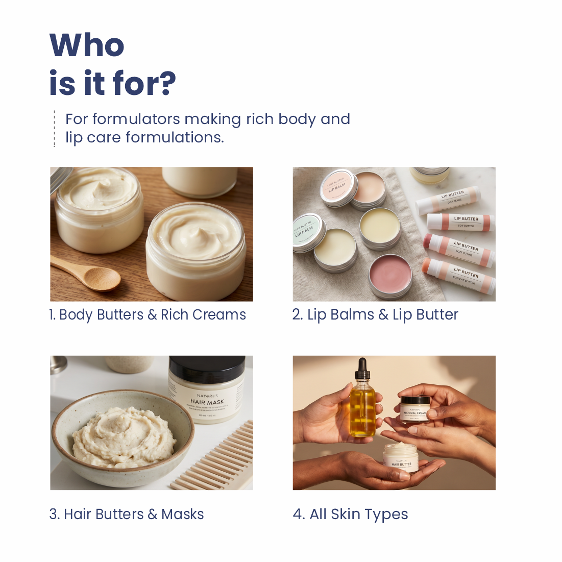 Mango Butter applications in skincare haircare and body butter products