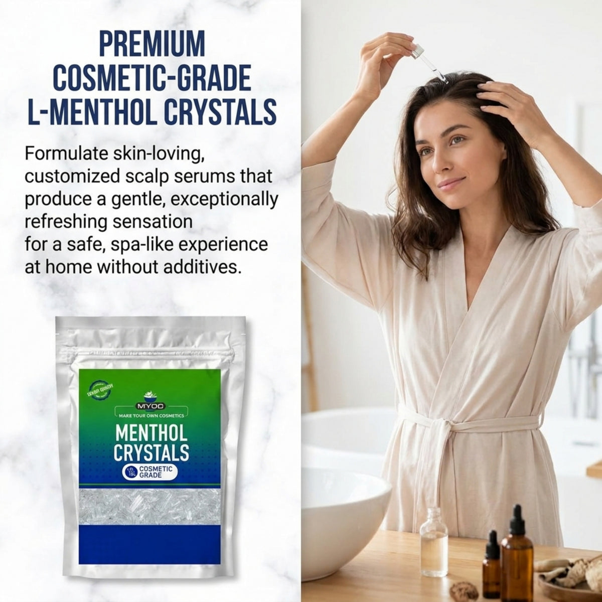 Menthol Crystals applications in skincare haircare masks and personal care products