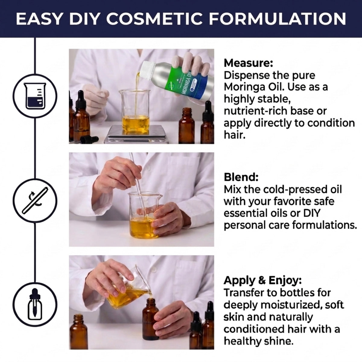 Moringa Oil ingredient profile for skin and hair care formulations