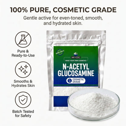 N-acetyl glucosamine pouch, cosmetic grade infographic