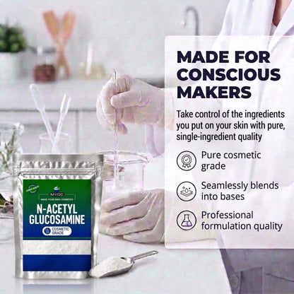 N-acetyl glucosamine for makers, gloved hands in a lab