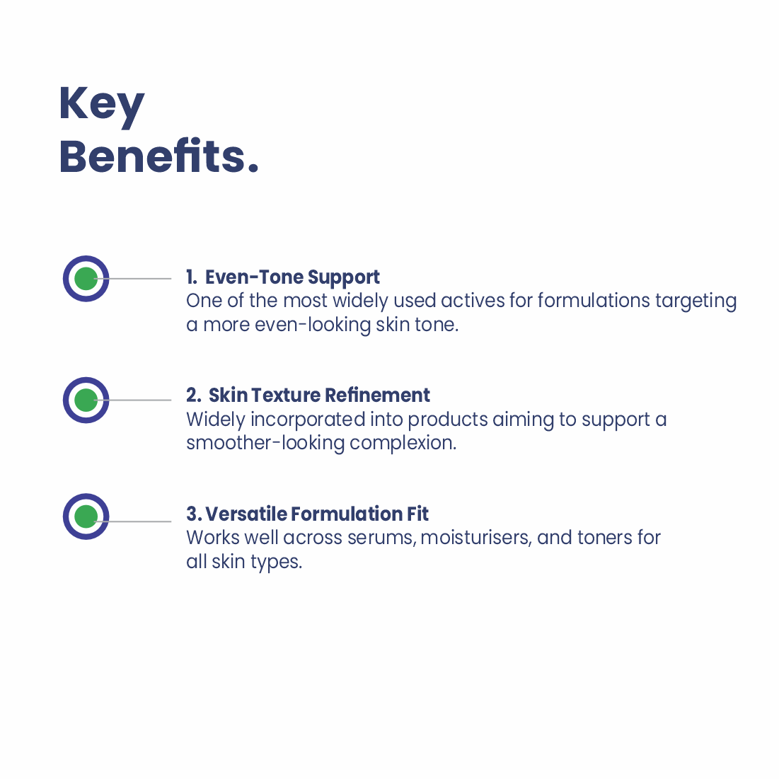 Niacinamide key benefits for skincare formulations