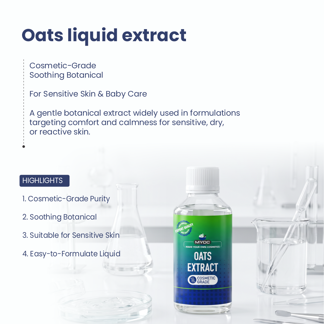Oats liquid extract botanical ingredient for cosmetic formulations