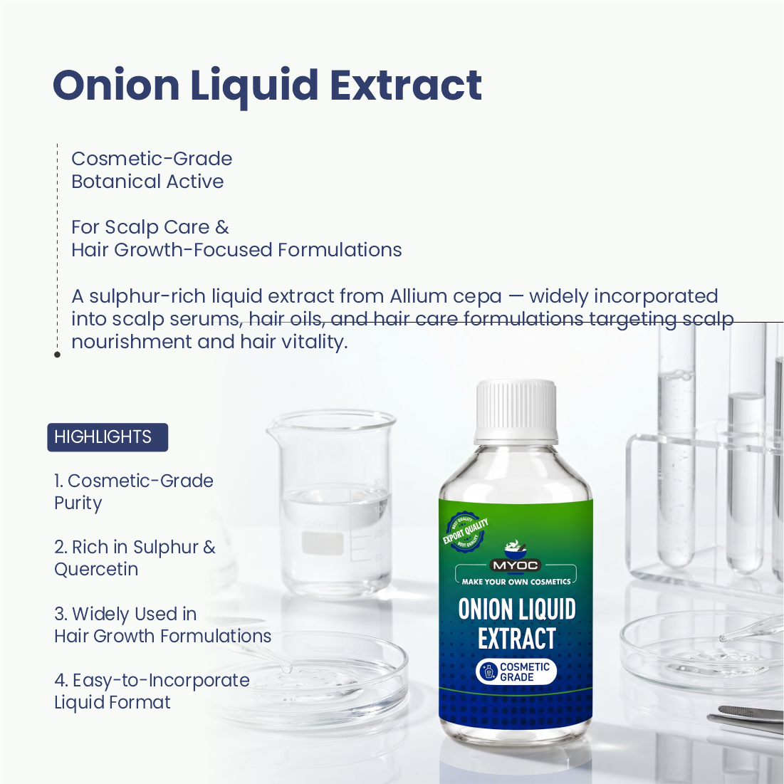 Onion Liquid Extract botanical ingredient for cosmetic formulations