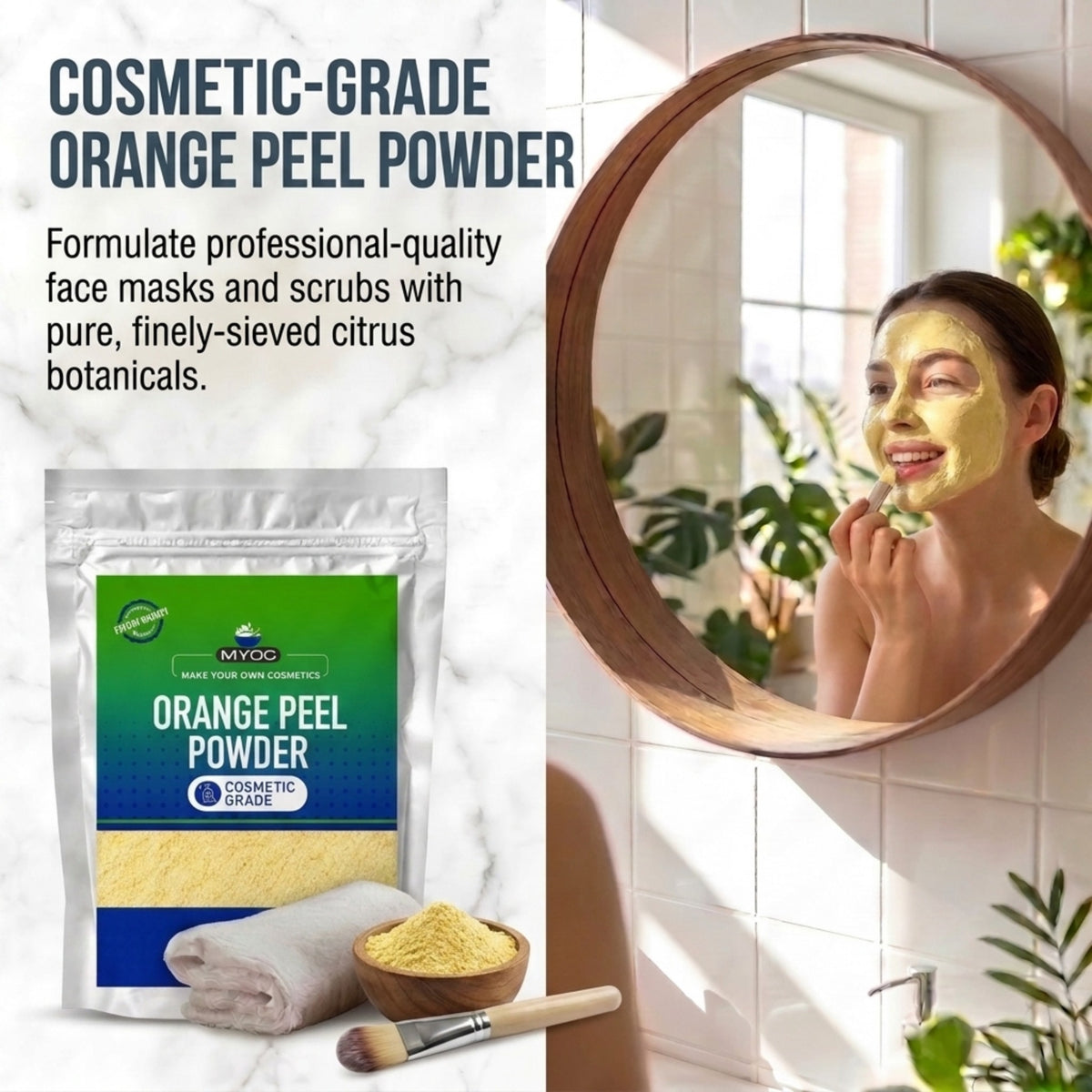 Orange Peel Powder applications in skincare haircare masks and personal care products