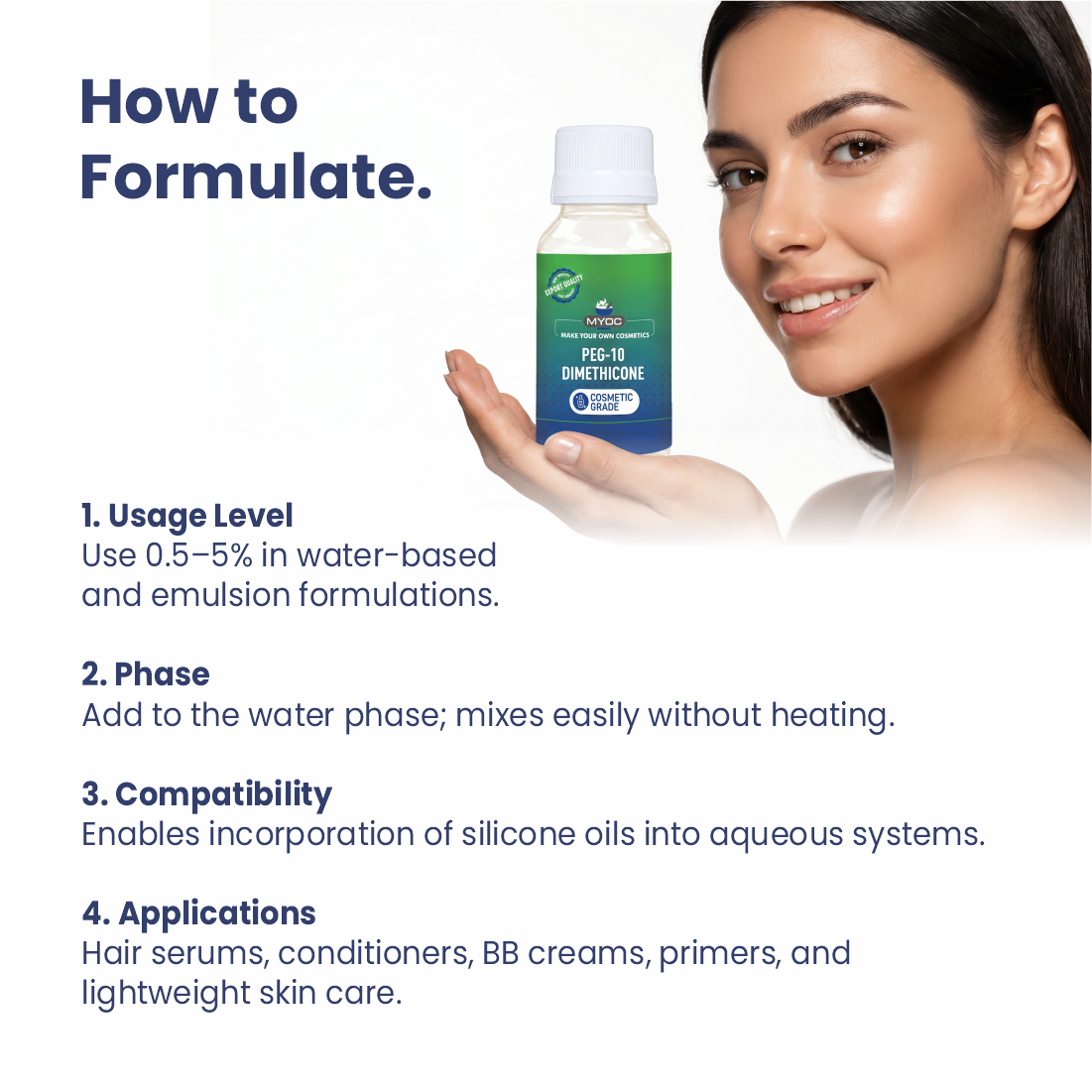 PEG-10 Dimethicone Formulation Guide with Usage Level, Phase, Compatibility and Applications