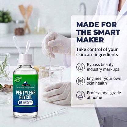 Pentylene glycol for makers, gloved hands in a lab