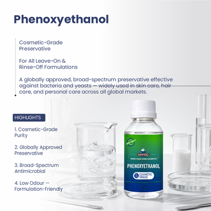 Phenoxyethanol preservative ingredient for cosmetic formulations