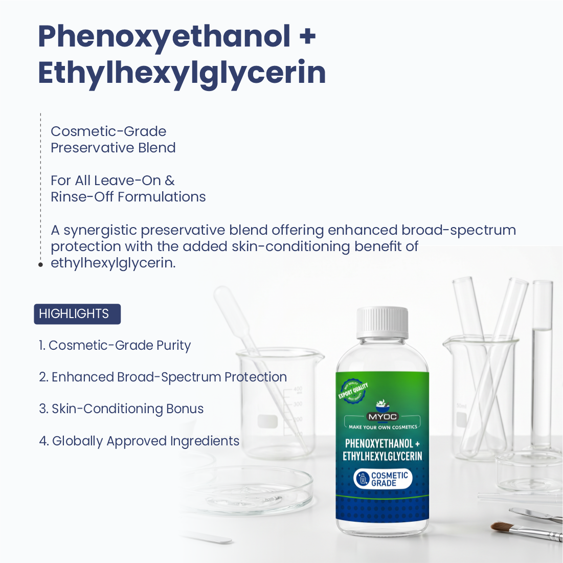 Phenoxyethanol + Ethylhexylglycerin preservative ingredient for cosmetic formulations